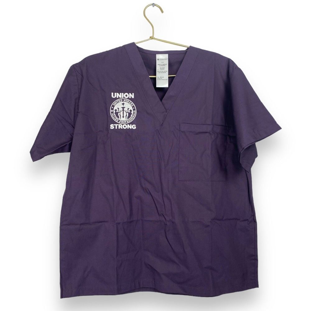 Harriton Unisex Scrub‎ Top Deep Purple Size S Custom Print Union Strong 0170